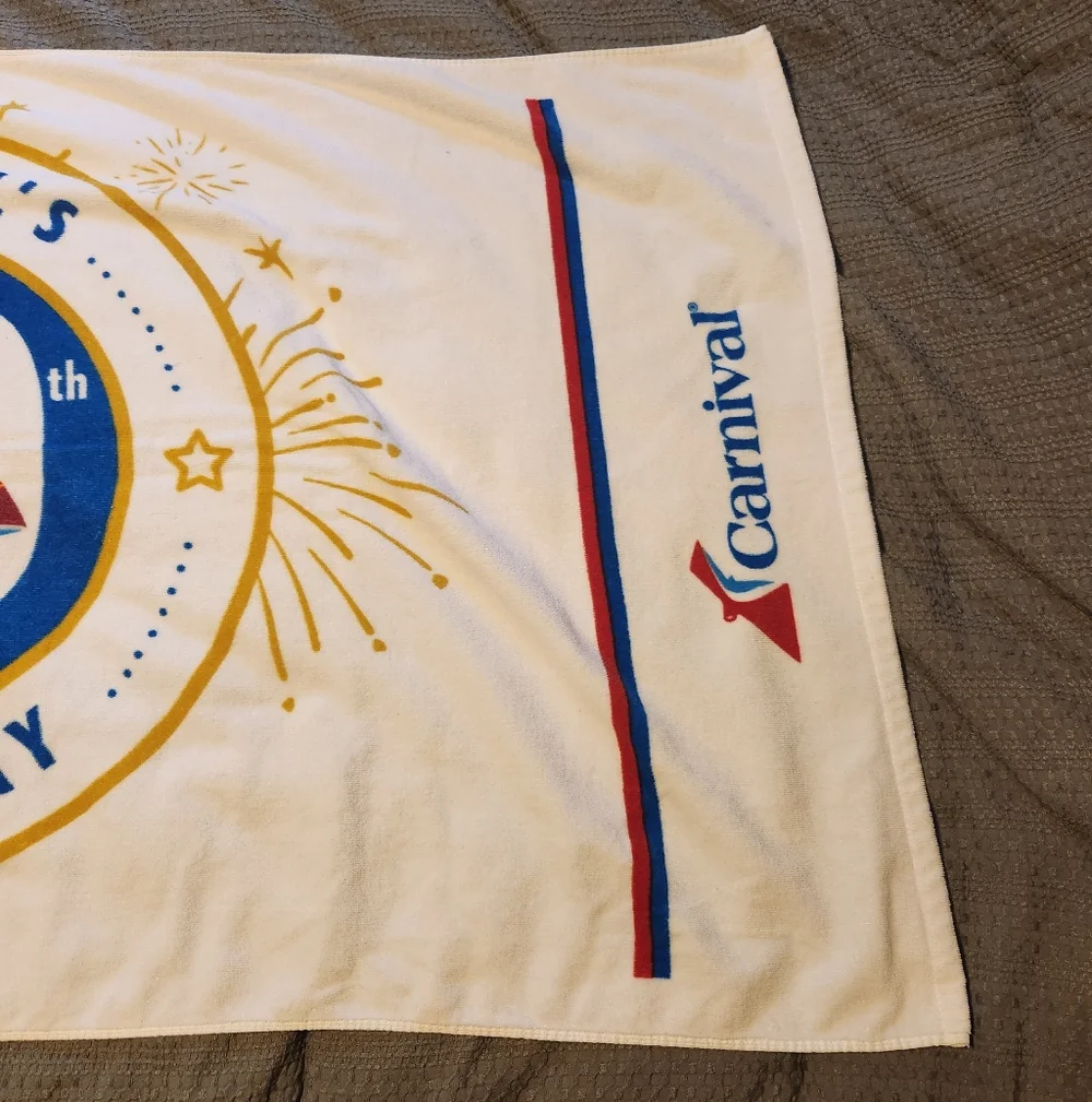 Carnival Cruise Lines 50th Birthday Anniversary Souvenir Beach Towel 29”x 58”